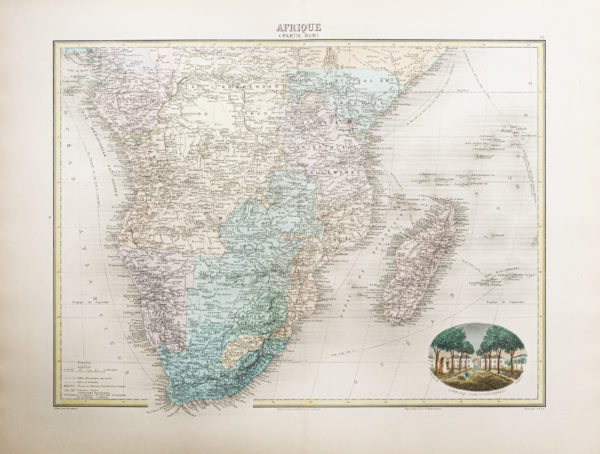 Carte géographique ancienne - Afrique du Sud