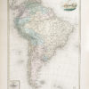 Carte géographique ancienne de l'Amérique du Sud