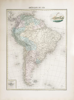 Carte géographique ancienne de l'Amérique du Sud