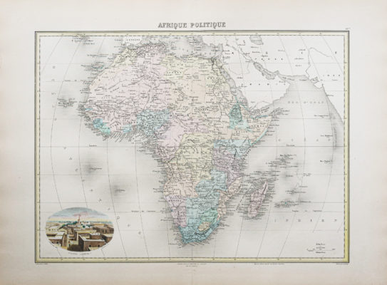 Carte géographique ancienne de l'Afrique politique
