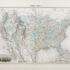 Carte géographique ancienne des Etats-Unis