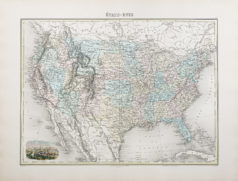 Carte géographique ancienne des Etats-Unis