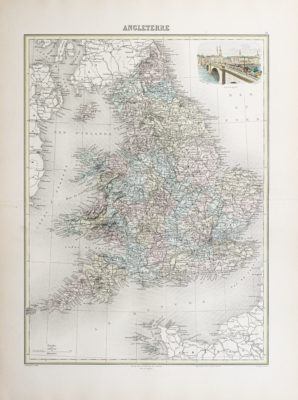 Carte géographique ancienne de l'Angleterre
