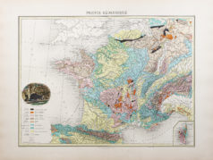 Carte géographique ancienne de la France géologique