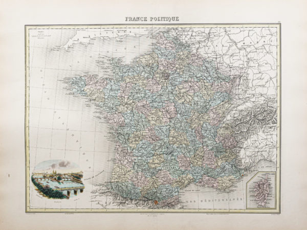 Carte géographique ancienne de la France