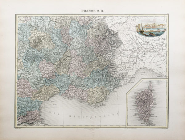 Carte ancienne du Sud Est de la France