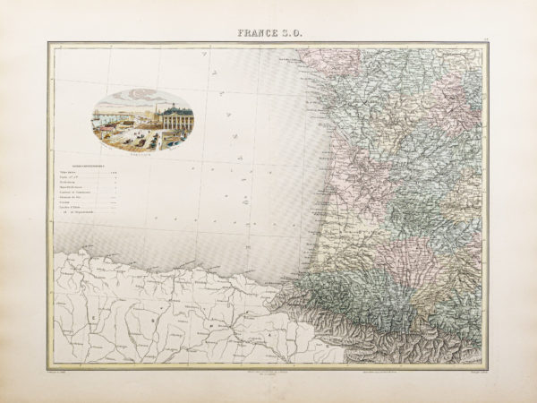 Carte ancienne du Sud Ouest de la France