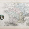 Carte géographique ancienne de la France physique