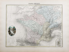 Carte géographique ancienne de la France physique