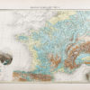 Carte géographique ancienne de la France hypsométrique