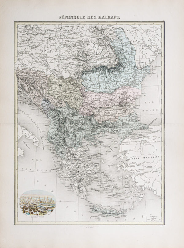 Carte géographique ancienne - Péninsule des Balkans