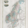 Carte géographique ancienne - Suède - Norvège