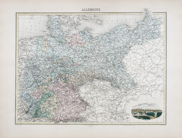 Carte géographique ancienne de l'Allemagne