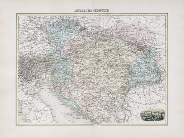 Carte géographique ancienne - Autriche - Hongrie