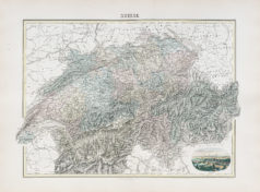 Carte géographique ancienne de la Suisse
