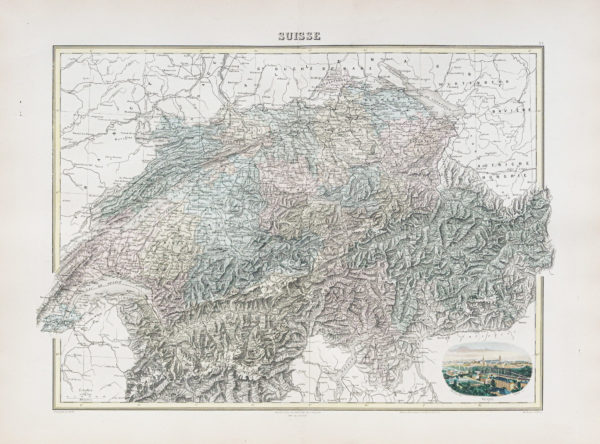 Carte géographique ancienne de la Suisse