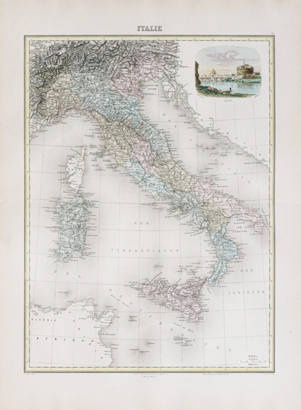 Carte géographique ancienne de l'Italie