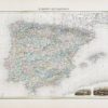 Carte géographique ancienne - Espagne - Portugal