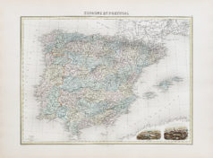 Carte géographique ancienne - Espagne - Portugal