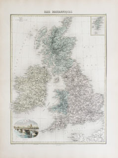 Carte géographique ancienne - Îles Britanniques