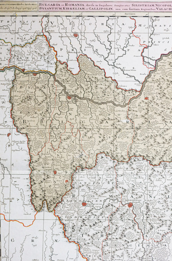 Carte géographique ancienne - Bulgarie - Roumanie