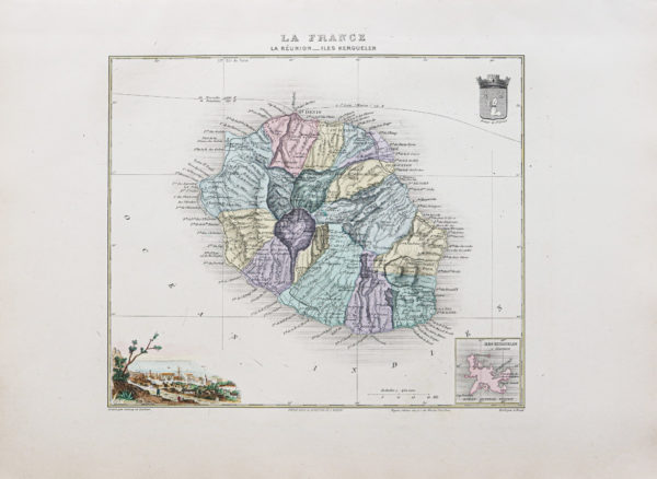 Carte ancienne - Île de la Réunion - Îles Kerguelen