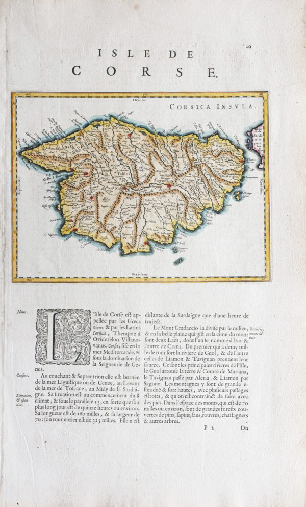 Carte géographique ancienne de la Corse