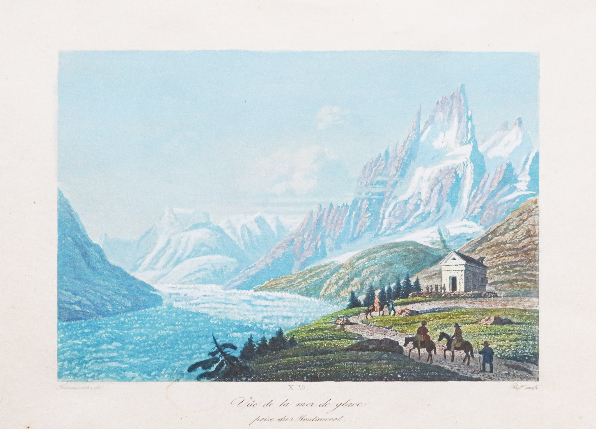 Gravure ancienne de la Mer de glace - Savoie