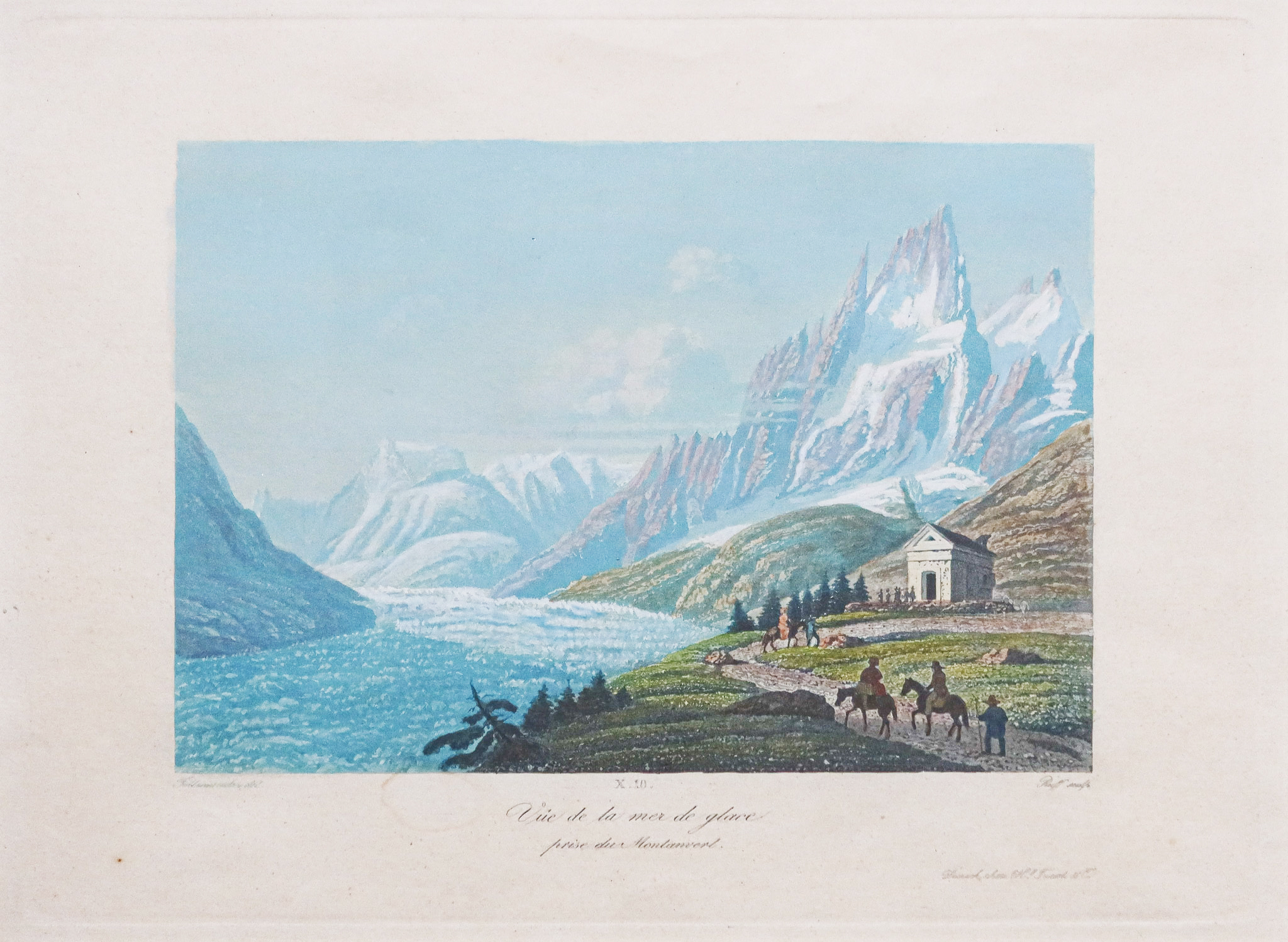 Gravure ancienne de la Mer de glace - Savoie