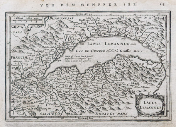 Carte géographique ancienne du Lac Léman