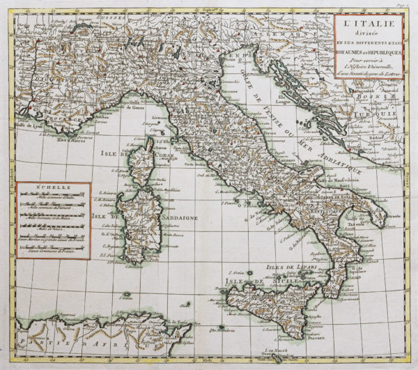 Carte géographique ancienne - Italie - Corse