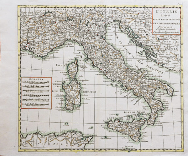 Carte géographique ancienne - Italie - Corse