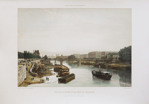Gravure ancienne - Pont de Solférino - Paris