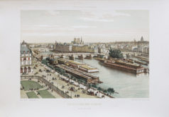 Gravure ancienne - La Seine à Paris