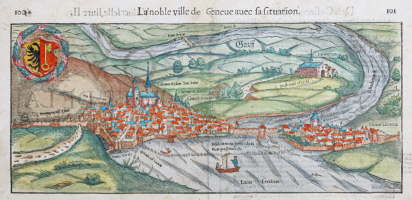 Gravure ancienne de Genève - Suisse