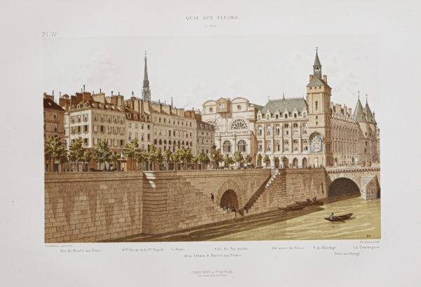 Gravure ancienne - Quai au Fleurs