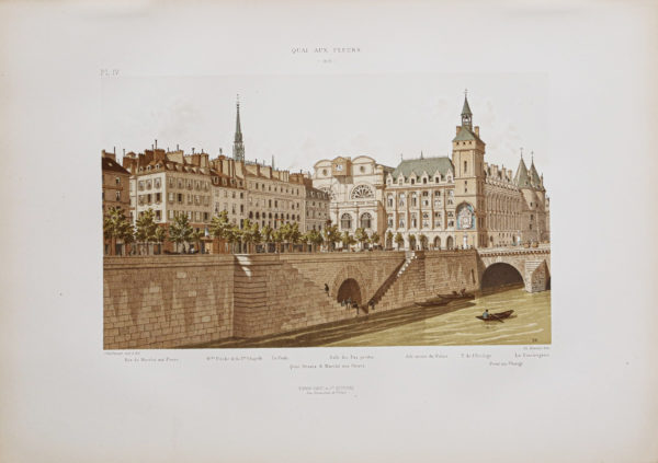 Gravure ancienne - Quai au Fleurs
