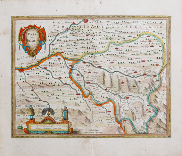 Carte géographique ancienne du Pays de Bearn
