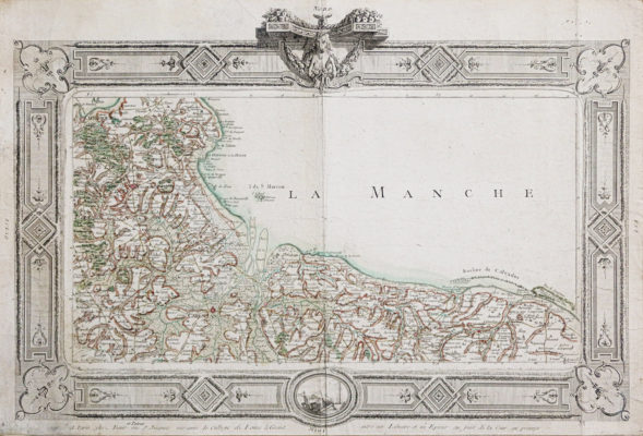 Carte ancienne de la région du Calvados.
