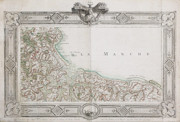 Carte ancienne de la région du Calvados.
