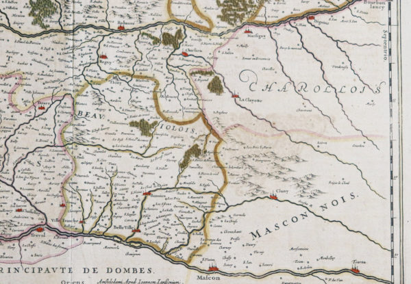 Carte ancienne du Lyonnais - Mâcon - Forest