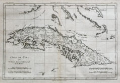 Carte géographique ancienne de Cuba