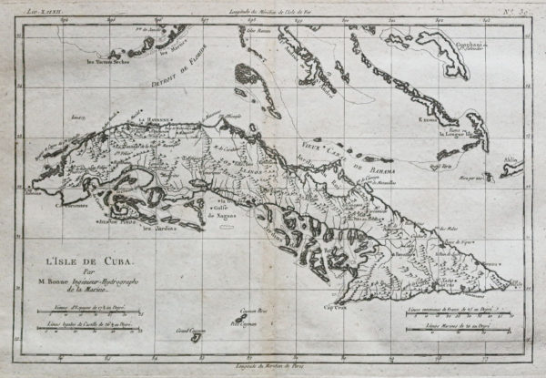 Carte géographique ancienne de Cuba