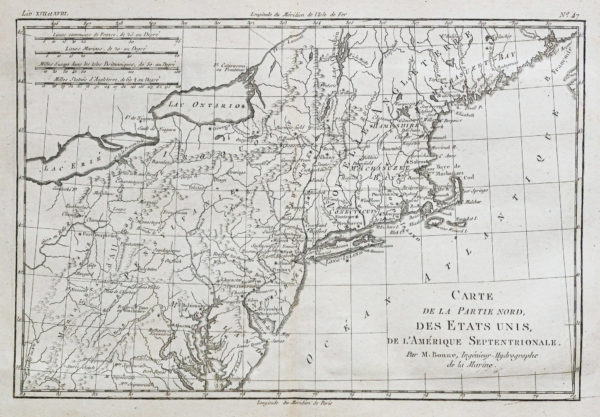 Carte géographique ancienne des Etats-Unis