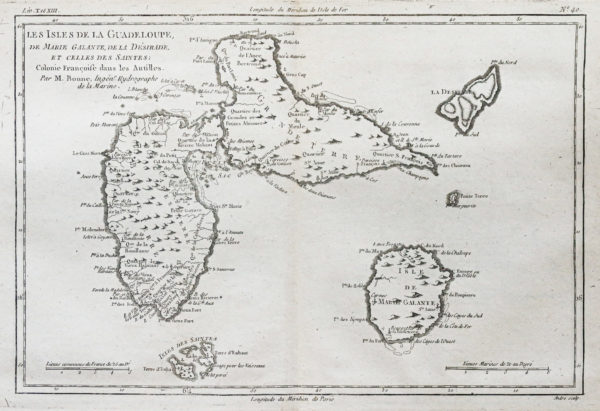 Carte géographique ancienne - Guadeloupe - Marie Galante