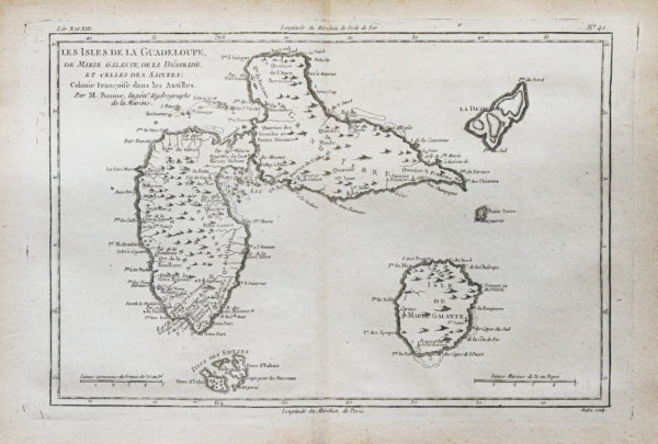 Carte géographique ancienne - Guadeloupe - Marie Galante