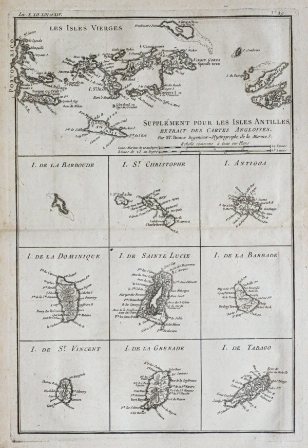 Carte géographique ancienne des Antilles