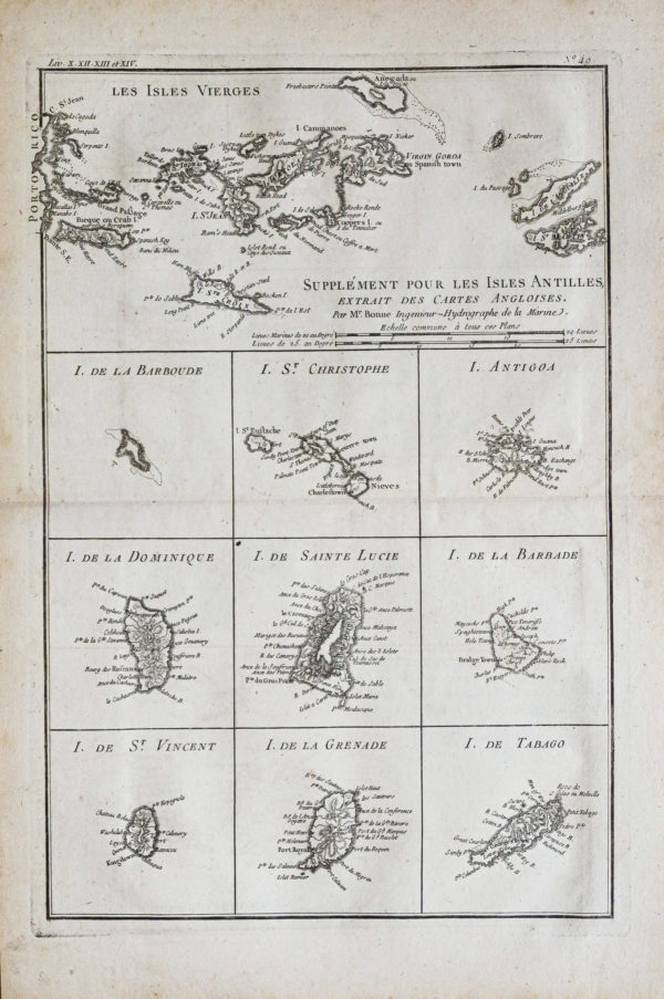Carte géographique ancienne des Antilles