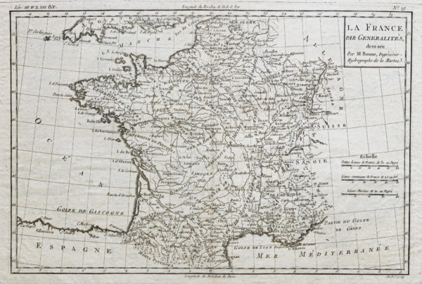 Carte géographique ancienne de la France