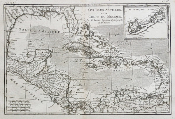 Carte géographique ancienne - Îles Antilles - Bermudes